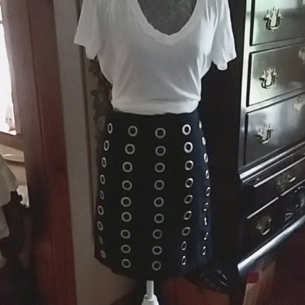 Carmen Marc Valvo Grommented Skirt
